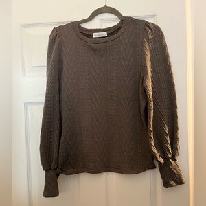 Grey Textured Long Sleeve Top